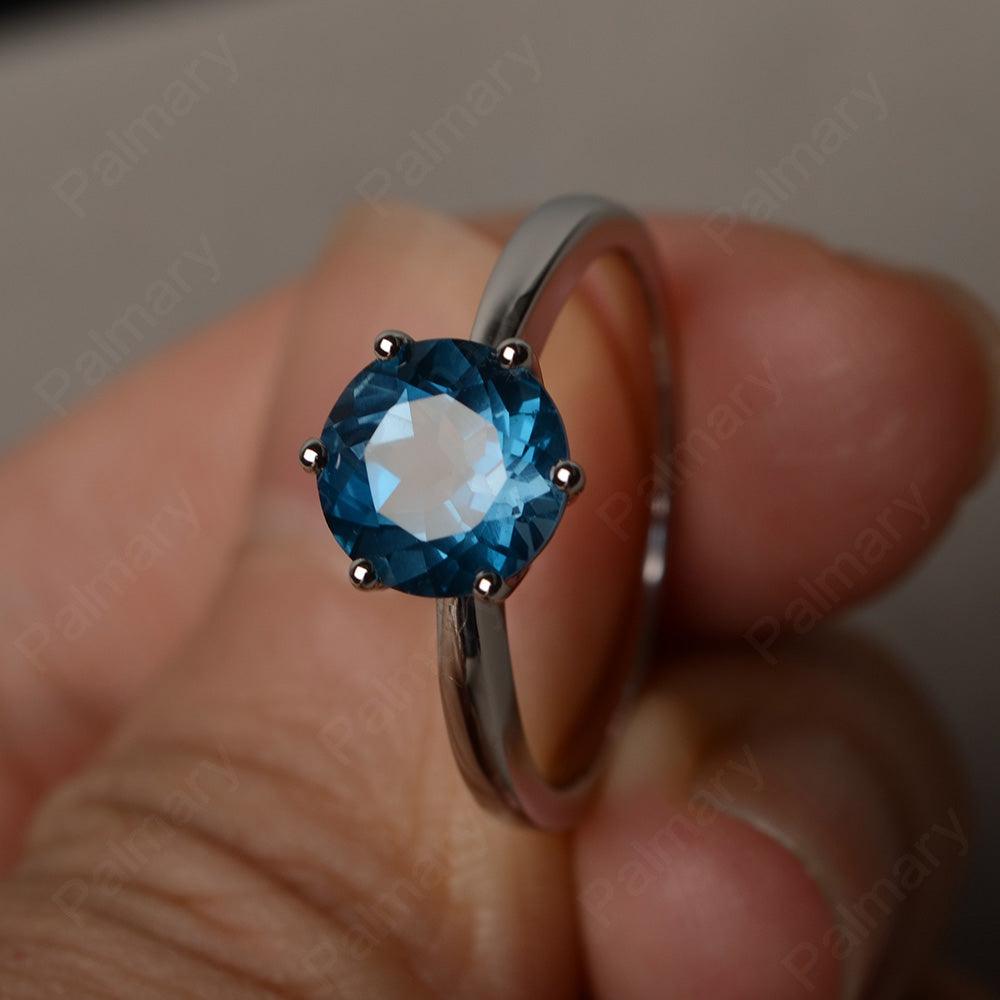 Six Prong London Blue Topaz Solitaire Wedding Ring - Palmary