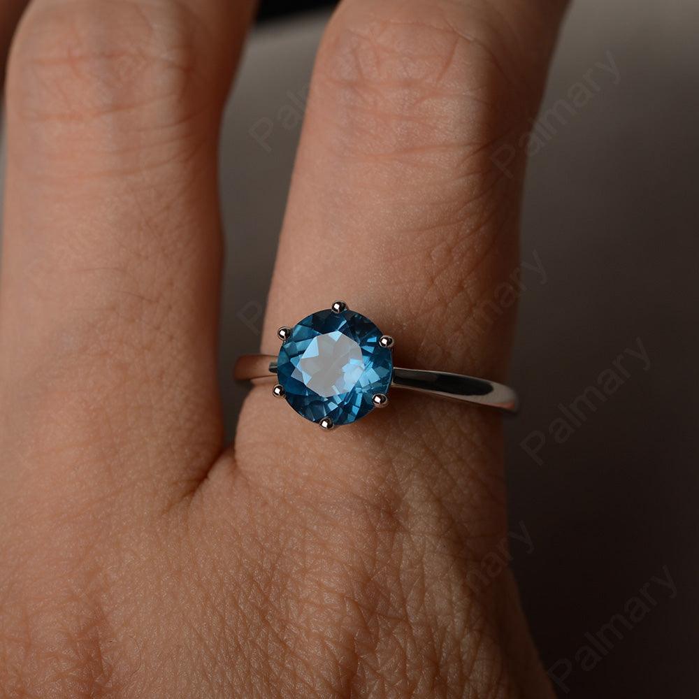 Six Prong London Blue Topaz Solitaire Wedding Ring - Palmary