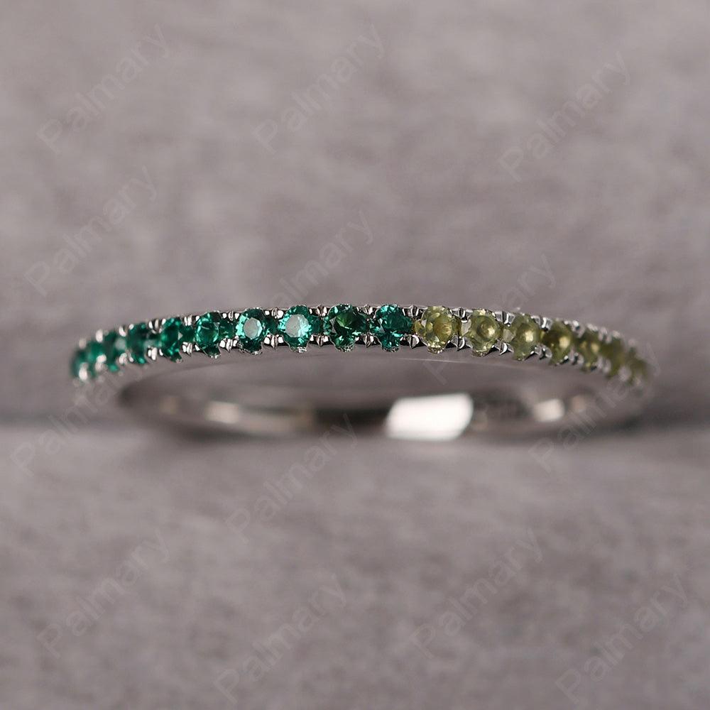 Cubic Zirconia And Emerald And Peridot Band Ring - Palmary