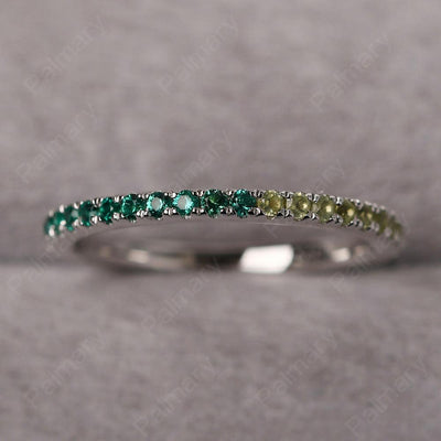 Cubic Zirconia And Emerald And Peridot Band Ring - Palmary