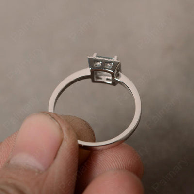 Square Cut Aquamarine Halo Ring - Palmary