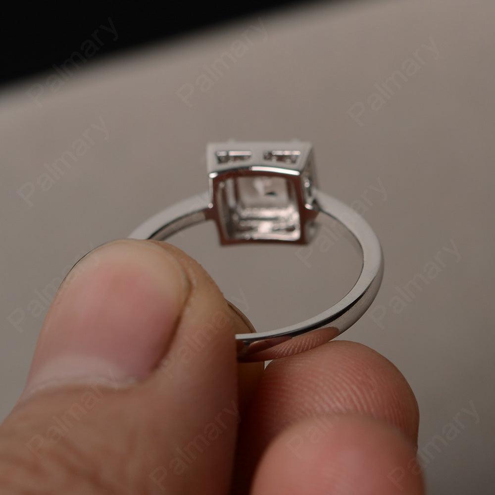 Princess Cut Morganite Halo Ring - Palmary