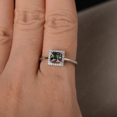 Princess Cut Mystic Topaz Halo Ring - Palmary