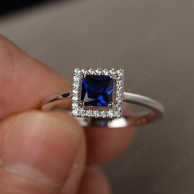 Princess Cut Sapphire Halo Ring - Palmary