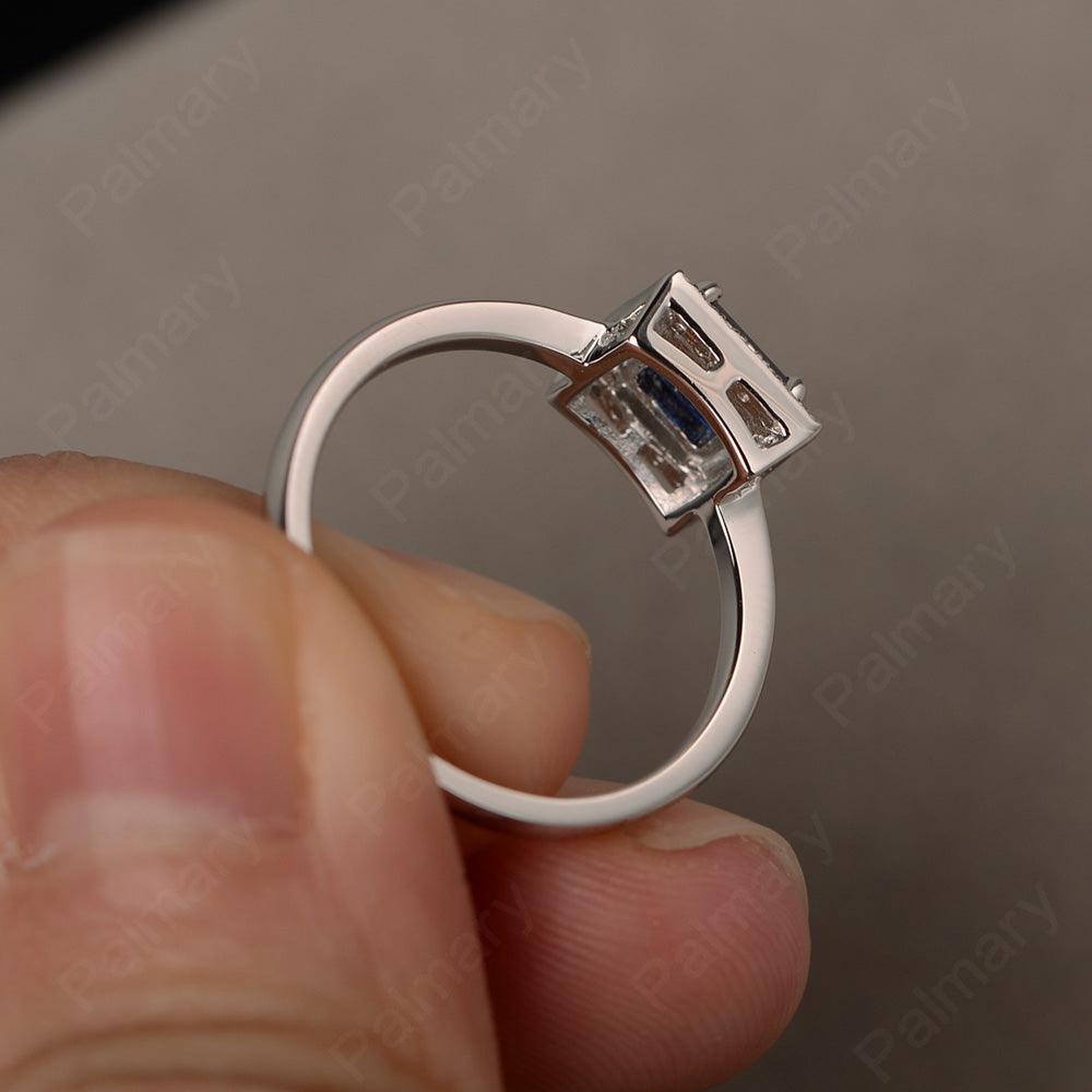 Princess Cut Sapphire Halo Ring - Palmary