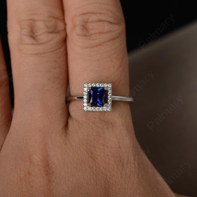 Princess Cut Sapphire Halo Ring - Palmary