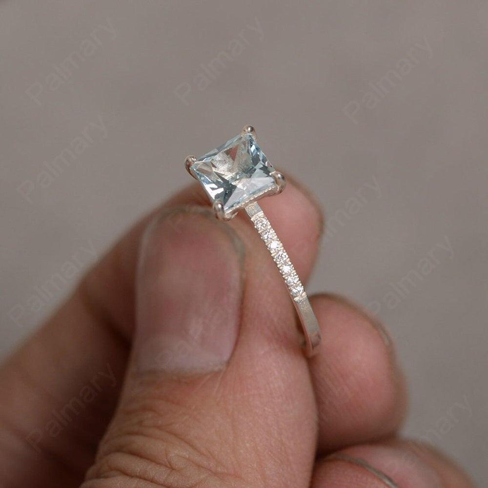 Princess Cut Aquamarine Ring - Palmary