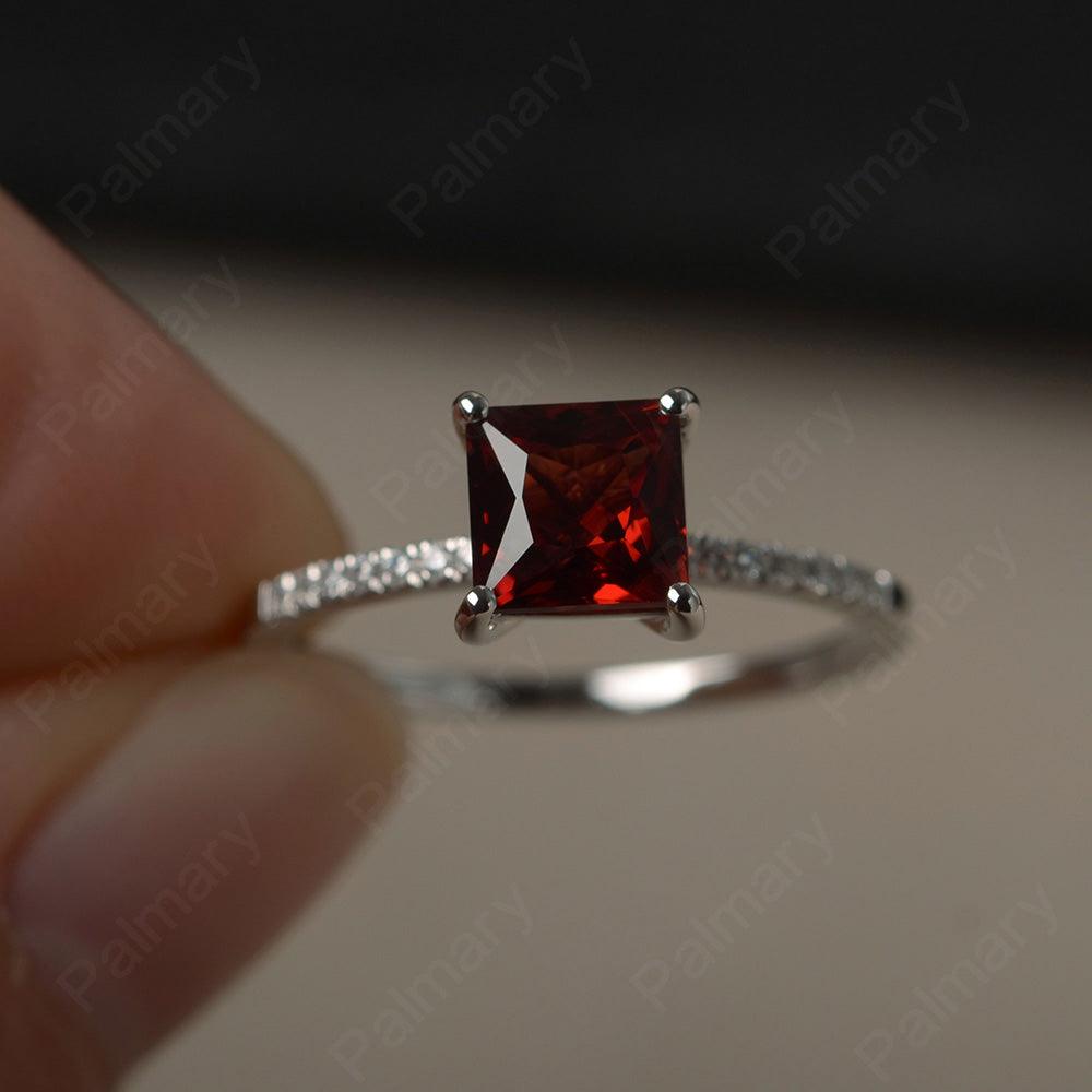 Princess Cut Garnet Ring - Palmary