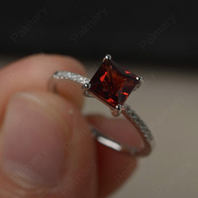 Princess Cut Garnet Ring - Palmary