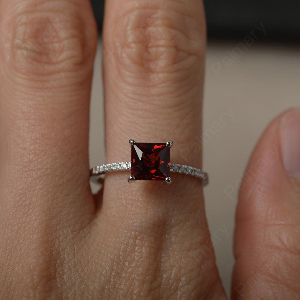 Princess Cut Garnet Ring - Palmary