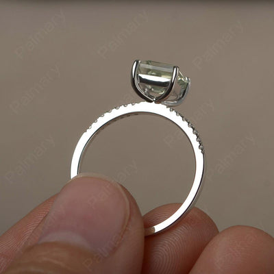 Square Cut Green Amethyst Ring - Palmary