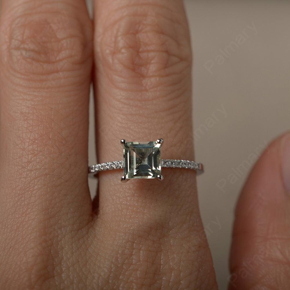 Square Cut Green Amethyst Ring - Palmary