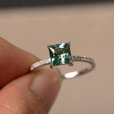 Princess Cut Green Sapphire Ring - Palmary