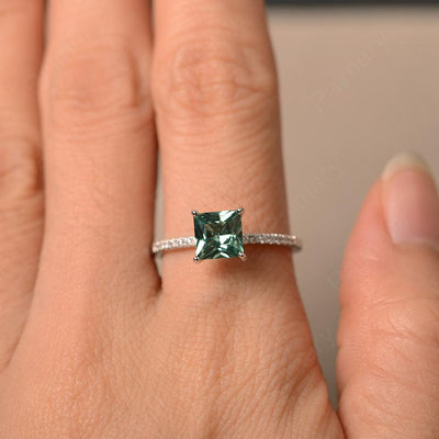 Princess Cut Green Sapphire Ring - Palmary