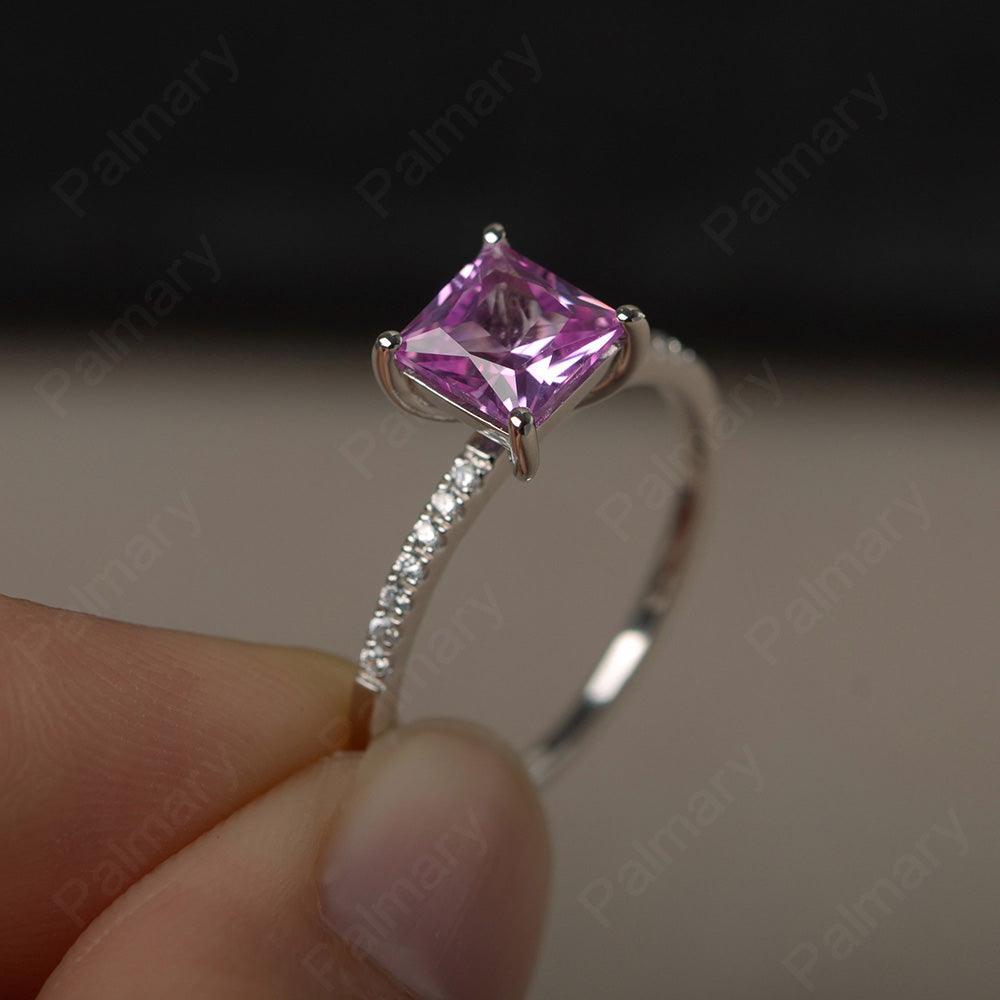 Princess Cut Pink Sapphire Ring - Palmary