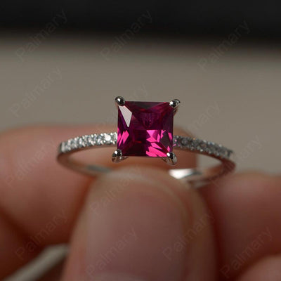 Princess Cut Ruby Ring - Palmary