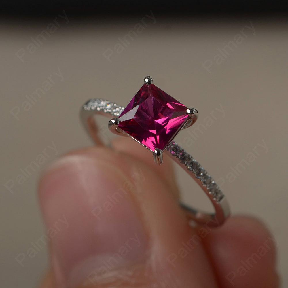 Princess Cut Ruby Ring - Palmary