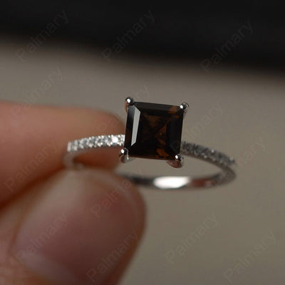 Square Cut Smoky Quartz  Ring - Palmary