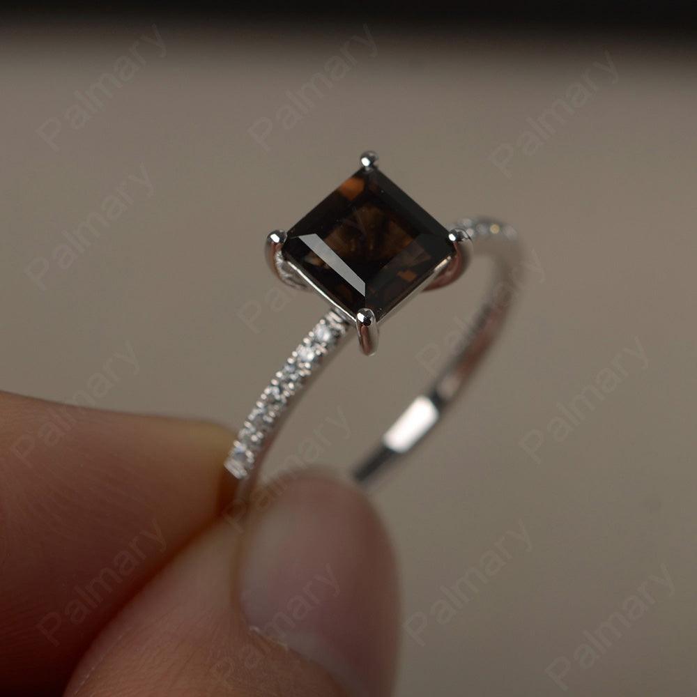 Square Cut Smoky Quartz  Ring - Palmary