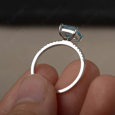 Square Cut Swiss Blue Topaz Ring - Palmary