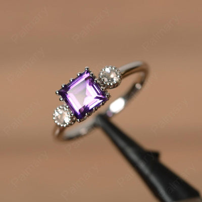 Three Stone Amethyst Engagement Rings - Palmary