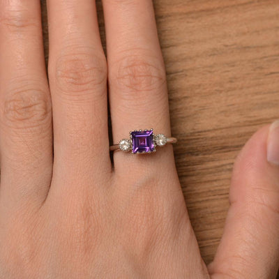 Three Stone Amethyst Engagement Rings - Palmary