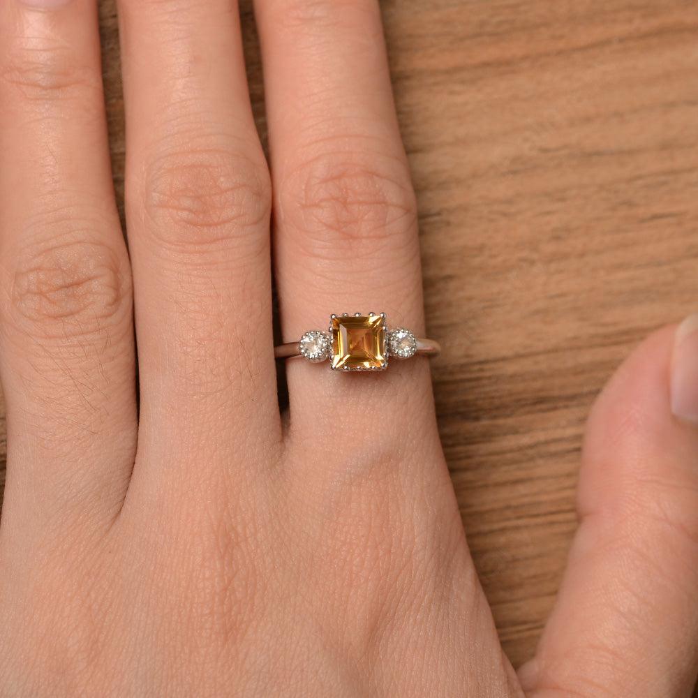 Three Stone Citrine Engagement Rings - Palmary