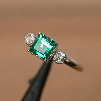 Three Stone Emerald Engagement Rings - Palmary