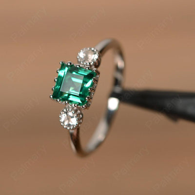 Three Stone Emerald Engagement Rings - Palmary
