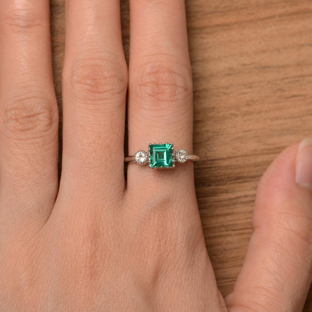Three Stone Emerald Engagement Rings - Palmary