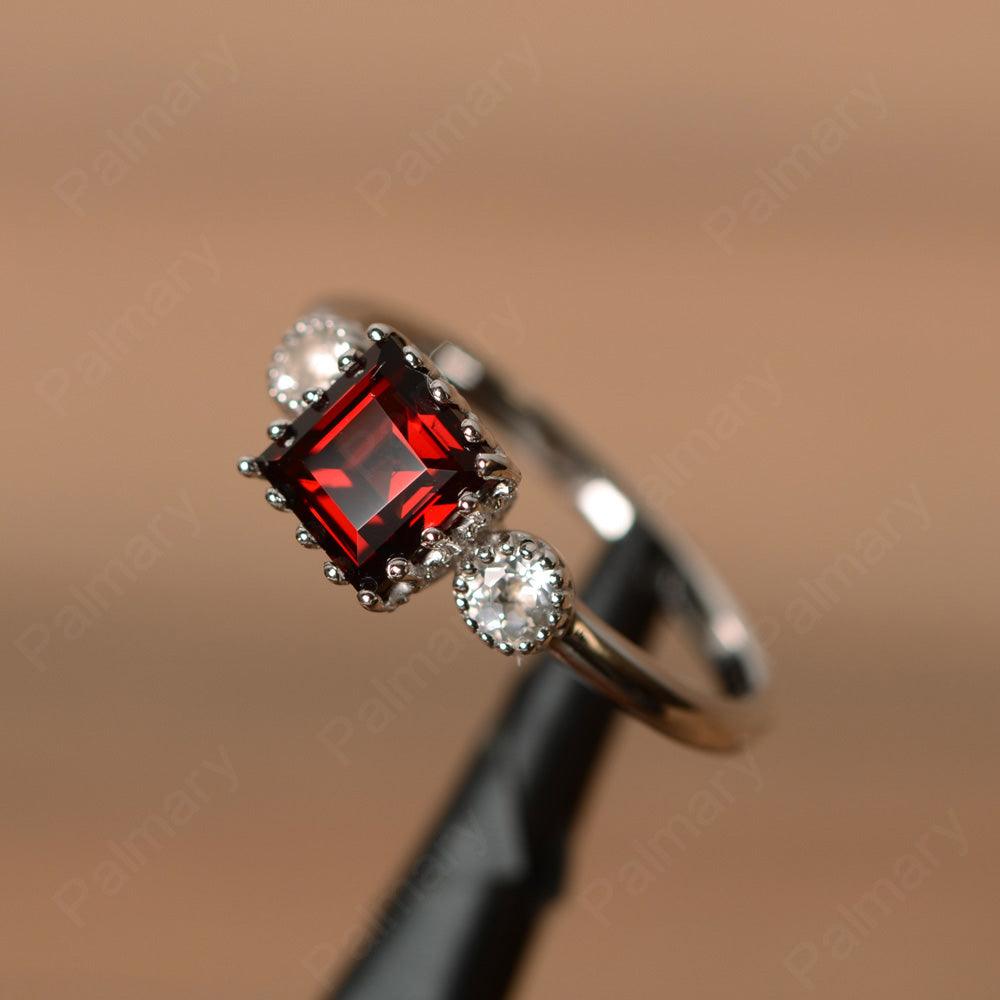 Three Stone Garnet Engagement Rings - Palmary