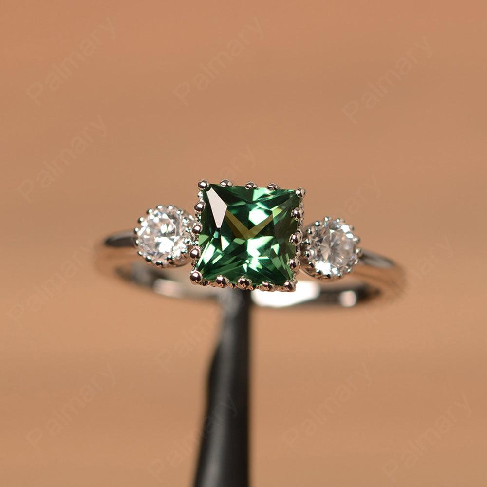 Three Stone Green Sapphire Engagement Rings - Palmary