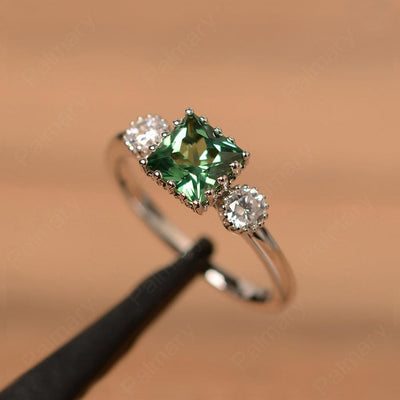 Three Stone Green Sapphire Engagement Rings - Palmary