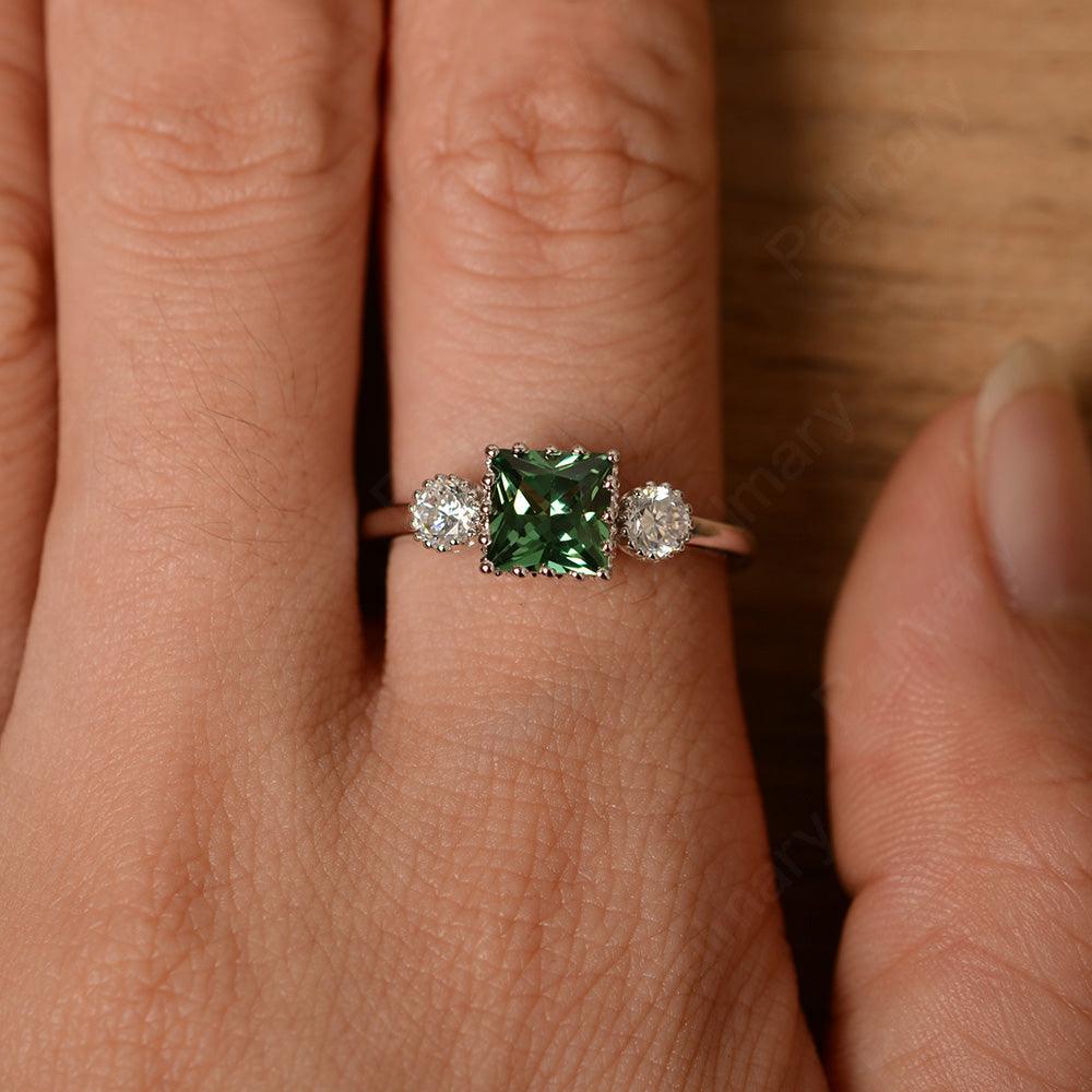 Three Stone Green Sapphire Engagement Rings - Palmary