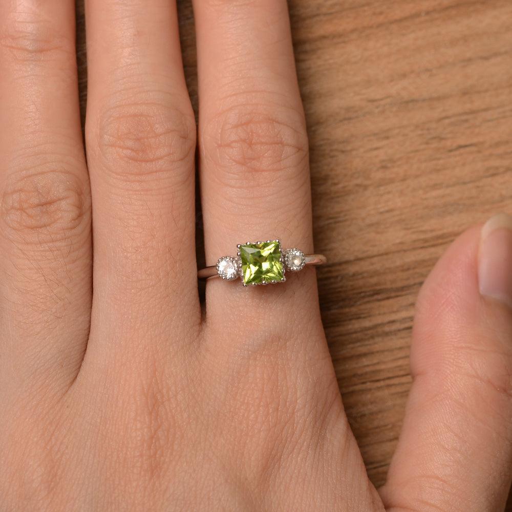 Three Stone Peridot Engagement Rings - Palmary