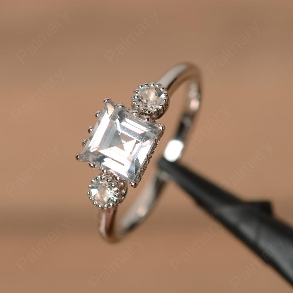 Three Stone White Topaz Engagement Rings - Palmary