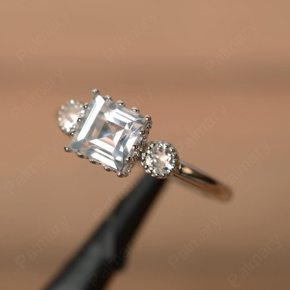 Three Stone White Topaz Engagement Rings - Palmary