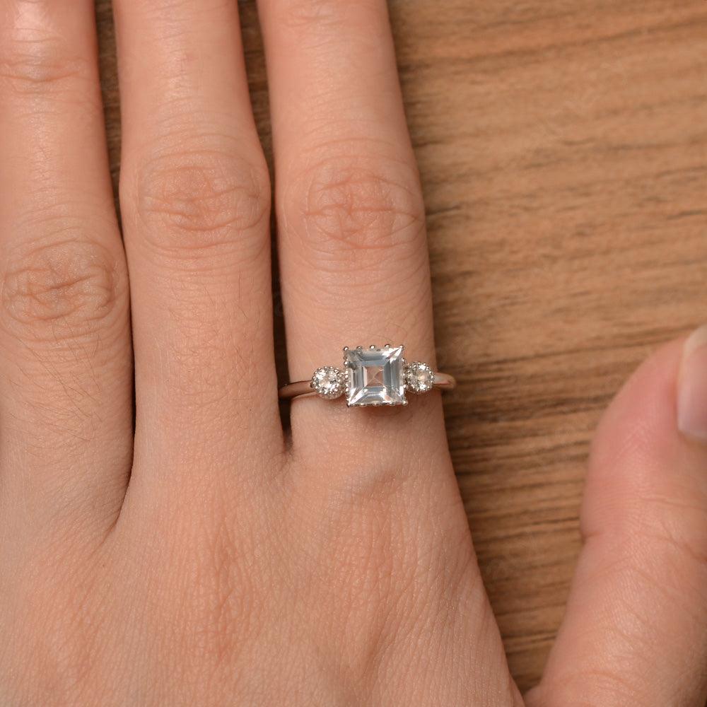 Three Stone White Topaz Engagement Rings - Palmary