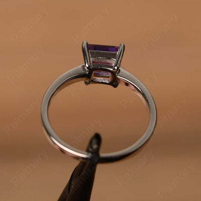 Square Cut Amethyst Solitaire Rings - Palmary