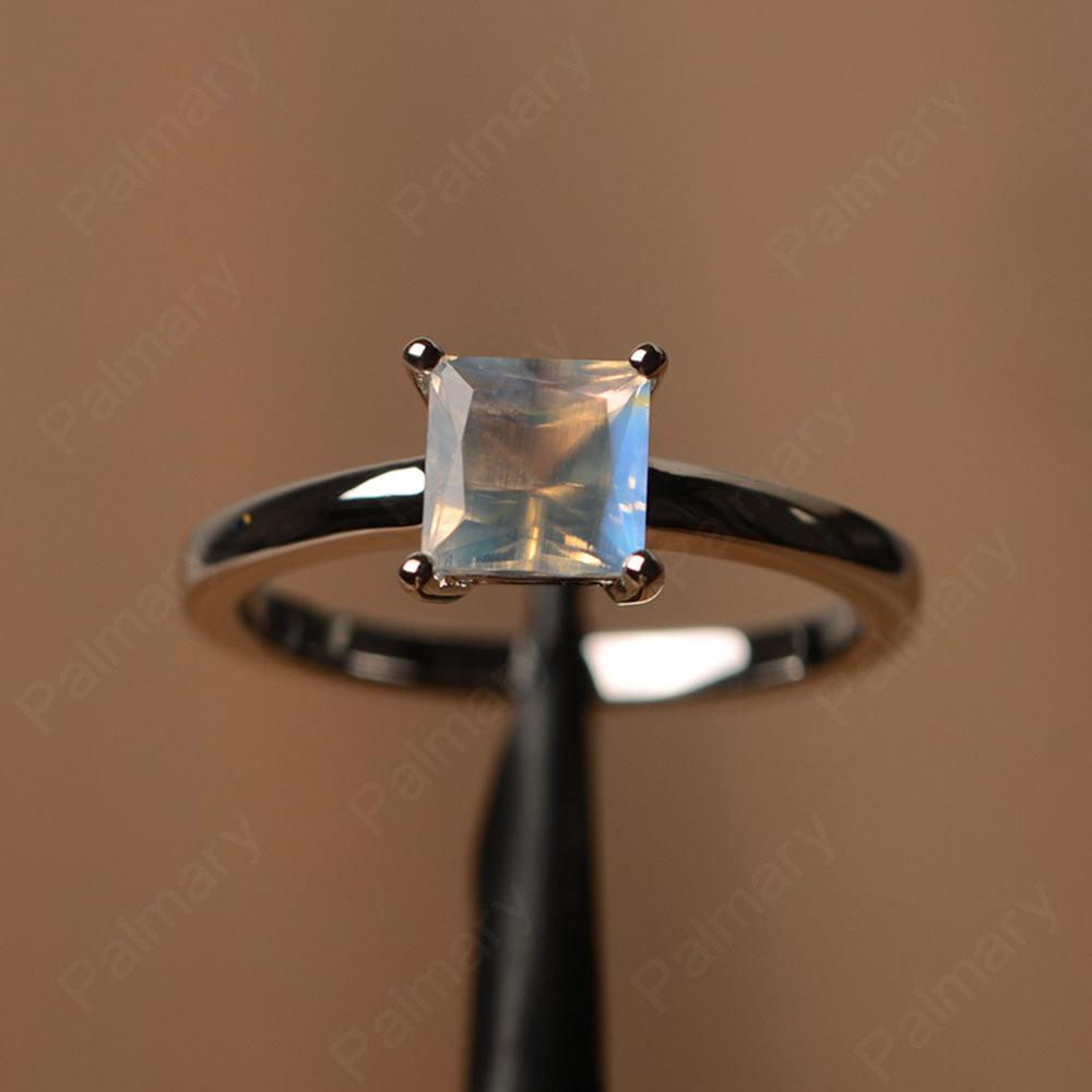 Princess Cut Moonstone Solitaire Rings - Palmary