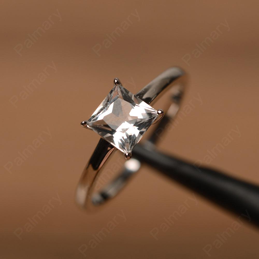 Princess Cut White Topaz Solitaire Rings - Palmary