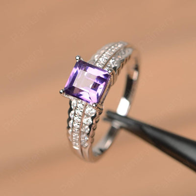 Square Cut Amethyst Engagement Rings - Palmary