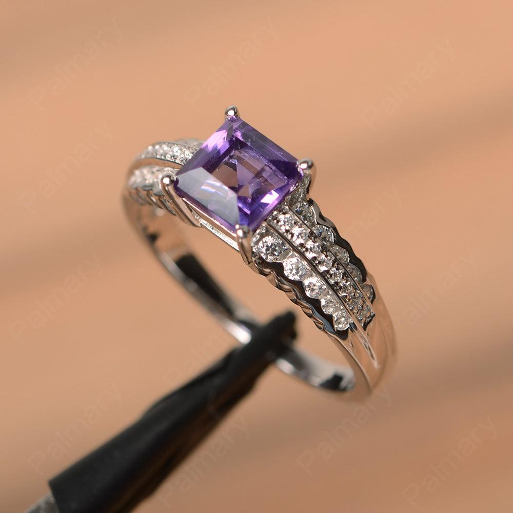 Square Cut Amethyst Engagement Rings - Palmary