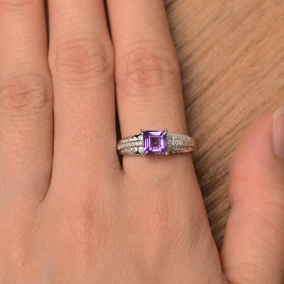 Square Cut Amethyst Engagement Rings - Palmary