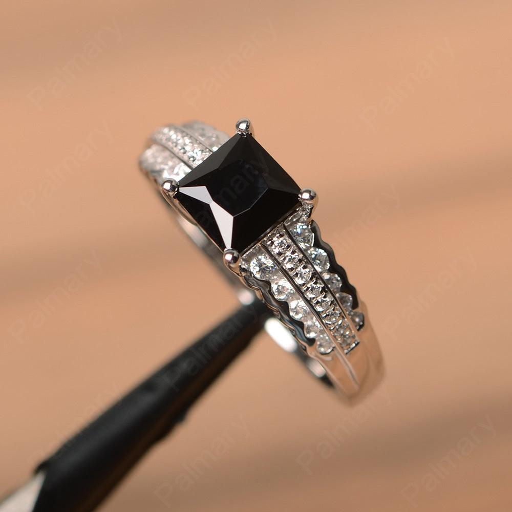 Princess Cut Black Spinel Engagement Rings - Palmary