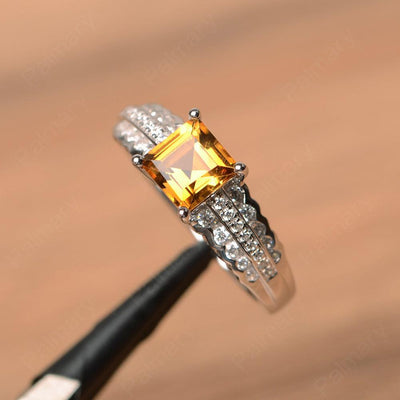 Square Cut Citrine Engagement Rings - Palmary