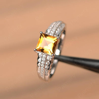 Square Cut Citrine Engagement Rings - Palmary