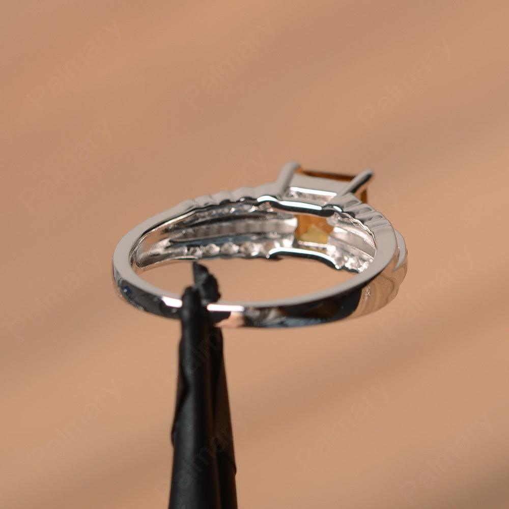 Square Cut Citrine Engagement Rings - Palmary