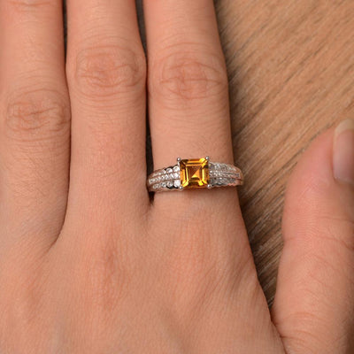 Square Cut Citrine Engagement Rings - Palmary
