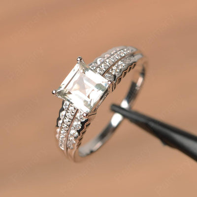 Square Cut Green Amethyst Engagement Rings - Palmary